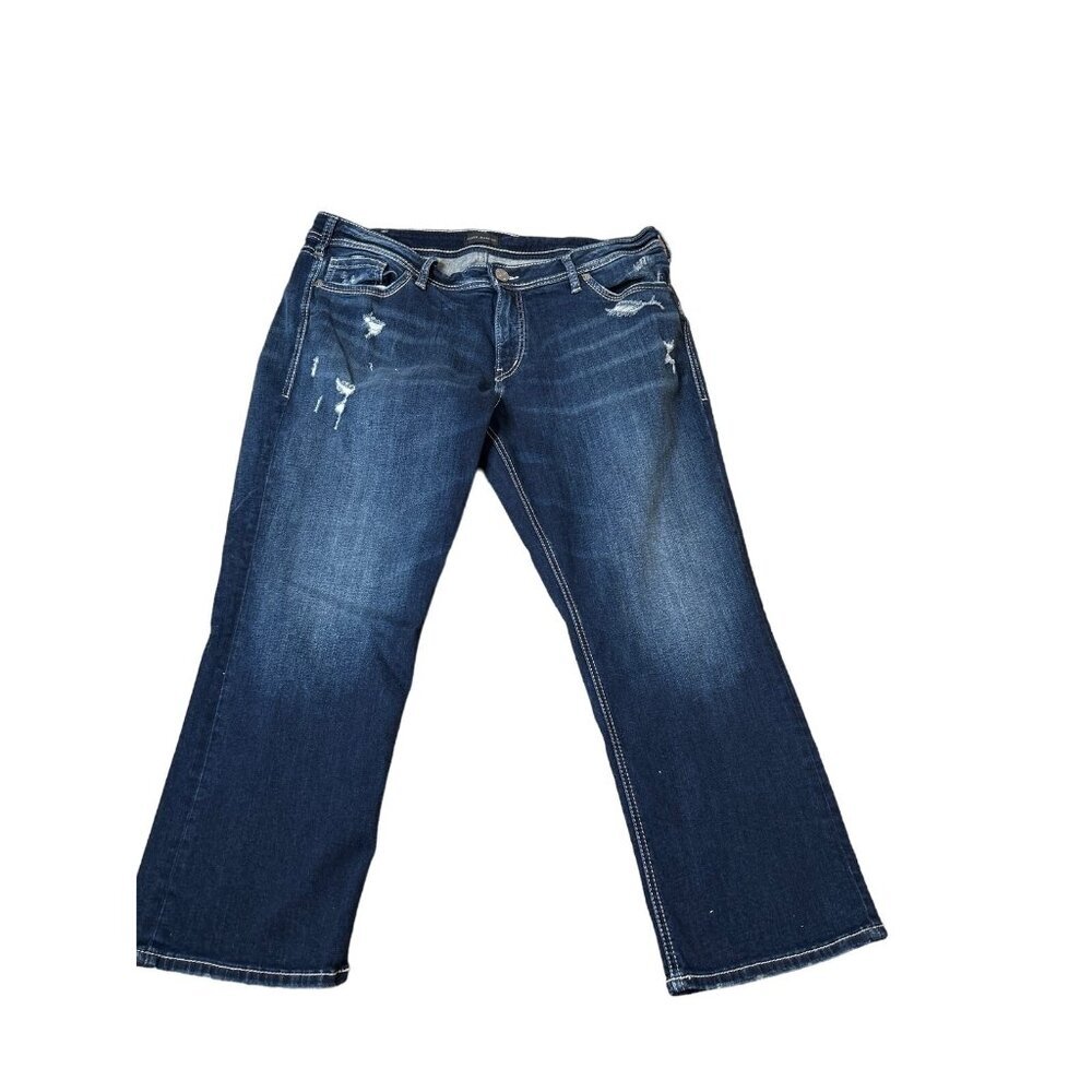 Silver Suki Jeans cropped medium wash with stretch SZ 32 X 22.5 great condition - Picture 3 of 10